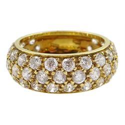 18ct gold pave set cubic zirconia three quarter eternity ring, stamped 750
