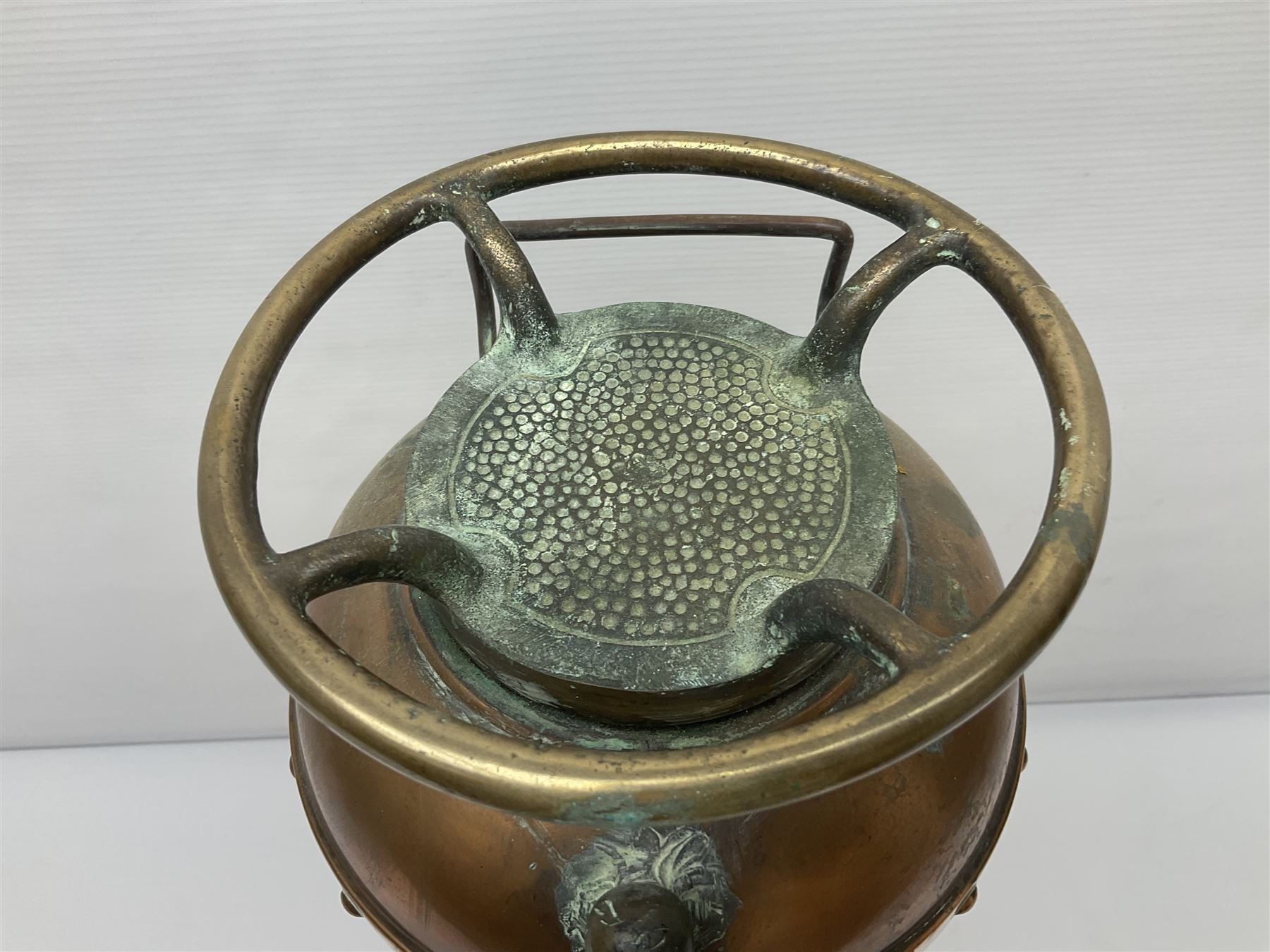 Early 20th century copper and brass Rex fire extinguisher, H55.5cm