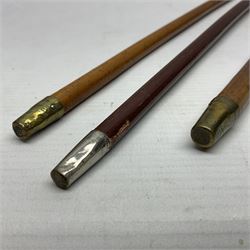 Three malacca cane swagger sticks - Duke of York's Royal military School L68cm; RAMC; and another embossed with a lion to the terminal (3)