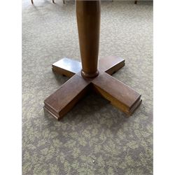 Circular walnut dining dining table, pedestal base- LOT SUBJECT TO VAT ON THE HAMMER PRICE - To be collected by appointment from The Ambassador Hotel, 36-38 Esplanade, Scarborough YO11 2AY. ALL GOODS MUST BE REMOVED BY WEDNESDAY 15TH JUNE.