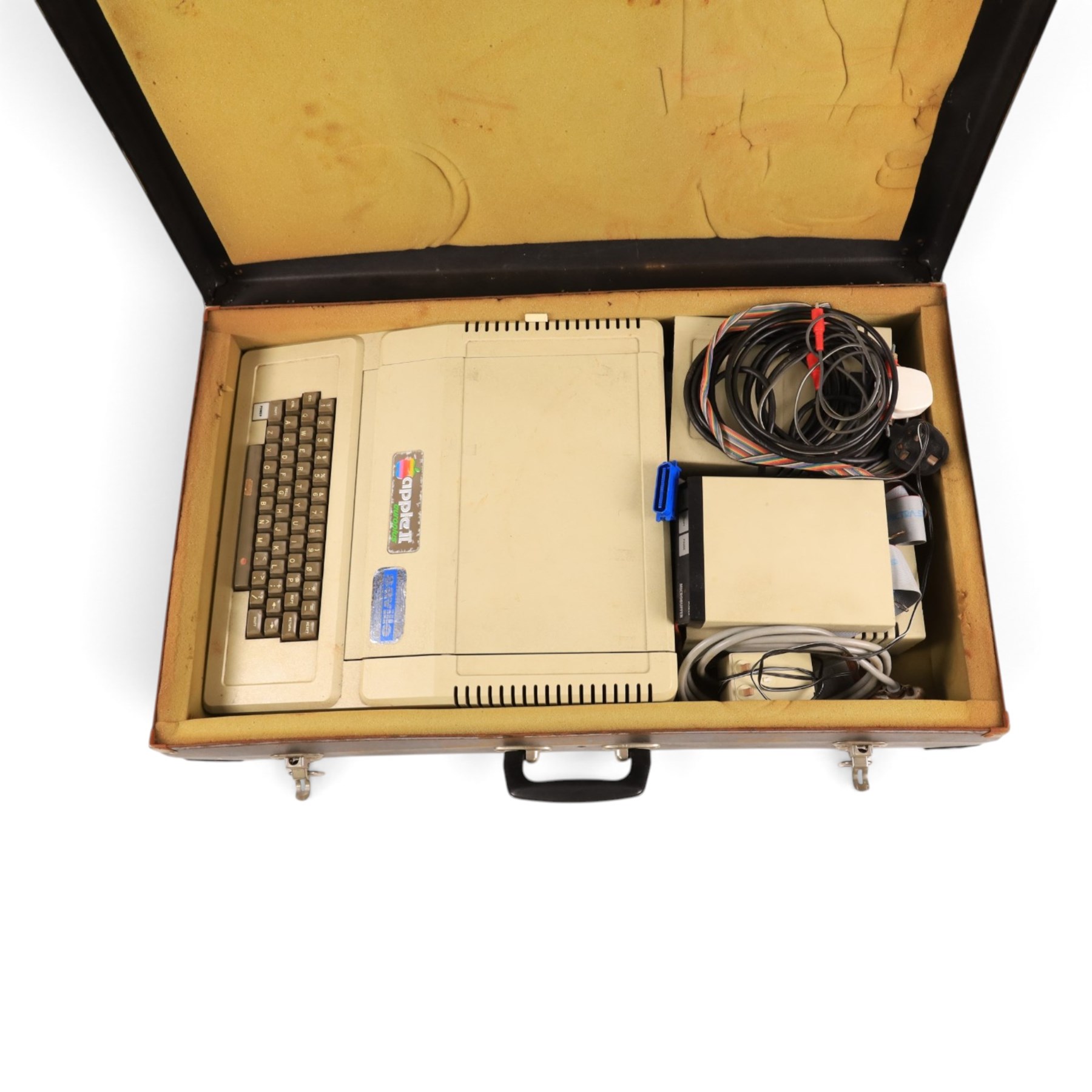1980s Apple II Europlus computer with two Disk II disc drives and a Microbuffer 