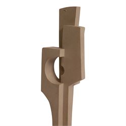 Abrstact stone sculpture, of geometric shapes with a central circular gap, raised upon a stepped rectangular base, H36cm