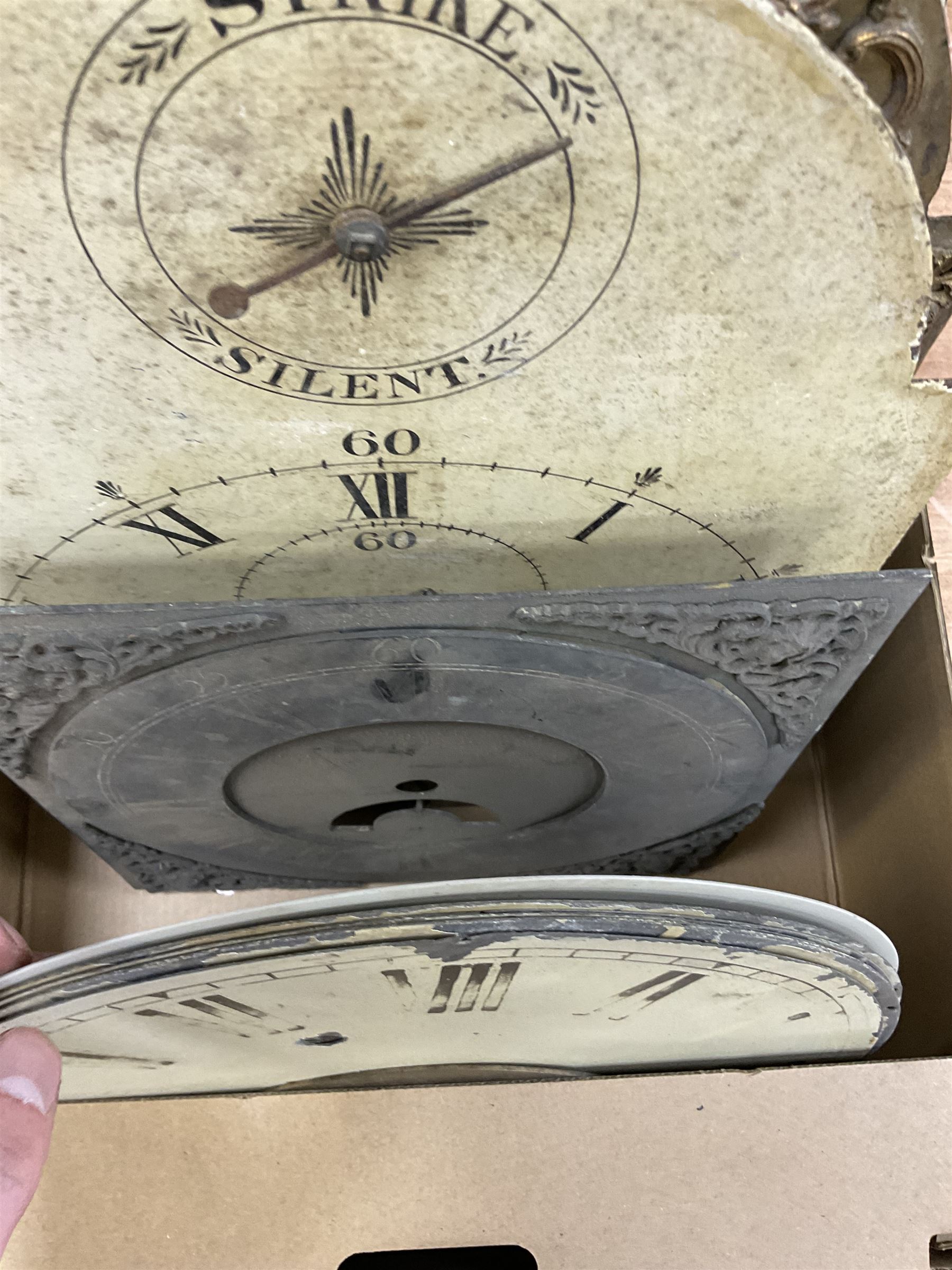 Approximately twenty-two longcase and wall clock dials, 18th century and later, included painted and brass examples