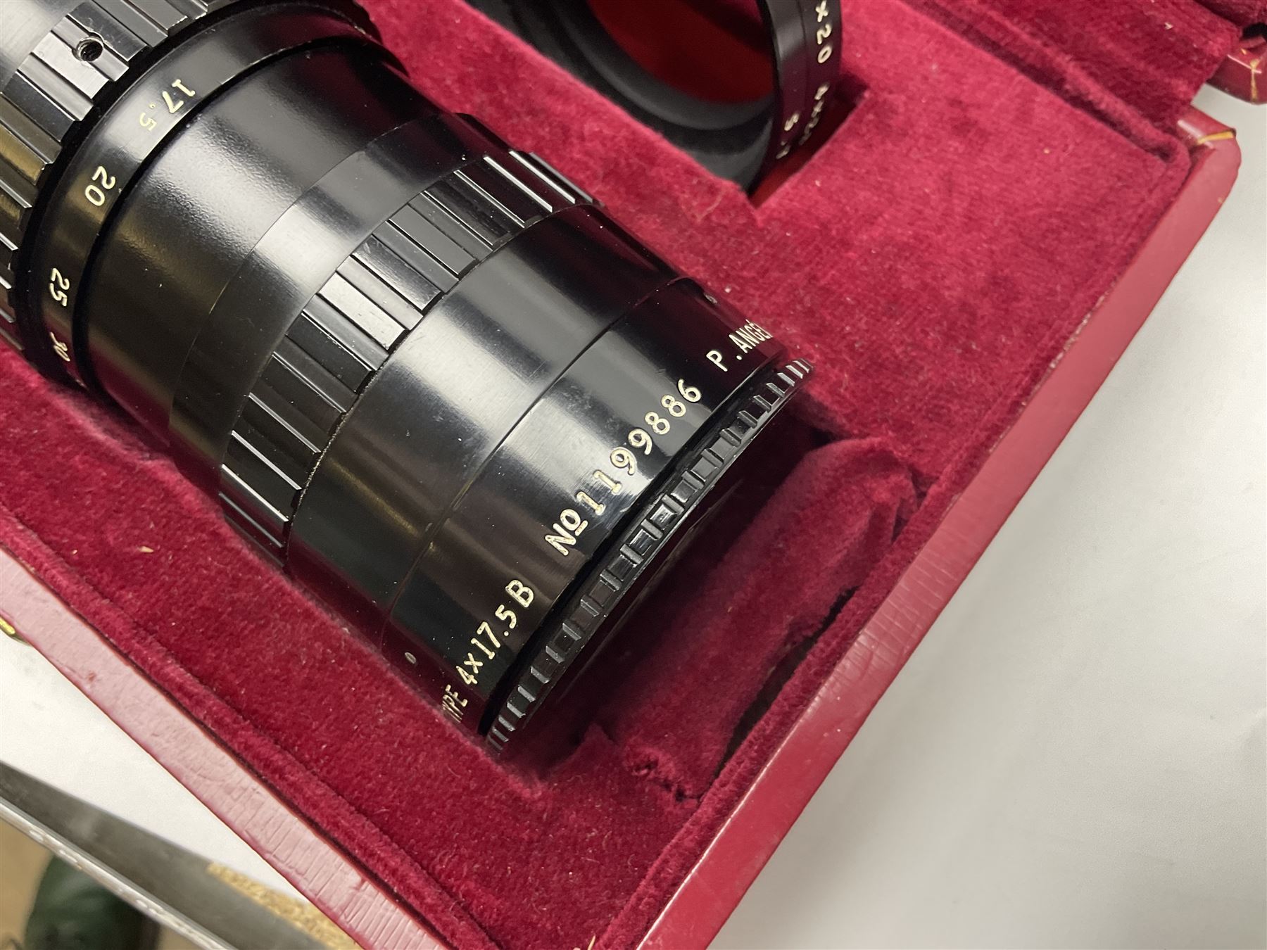 Arriflex 16 camera body, serial no. 11250, three 400ft magazines, cased filter set, 'Angenieux-Zoom Type 4x17.5B F.17.5-70mm' lens, serial no. 1199886 cases and other Addiflex equipment in hard case 