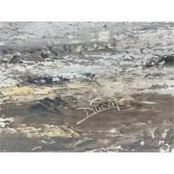 Ducat (British 20th century): 'Digging for Bait at Monkey's Island Blyth', oil on board signed, titled verso 30cm x 40cm (unframed)