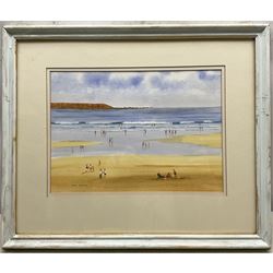 Jack Burton (Bridlington 1909-2004): 'Filey Beach', watercolour signed, titled verso 23cm x 33cm; Michael Major (British 20th Century): Scarborough Lighthouse, watercolour signed 22cm x 35cm (2)