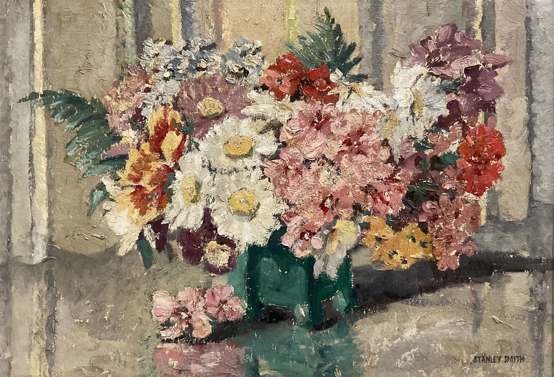 Stanley Smith (British fl.1927-1938): 'Mixed Flowers', oil on board signed, titled verso 32cm x 45cm 