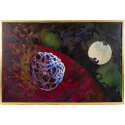 Kenneth Cozens (British 1920-2000): 'Genisis' and 'Red Planet', set of two oils on canvas signed and dated 1979, titled verso max 70cm x 91cm (2)