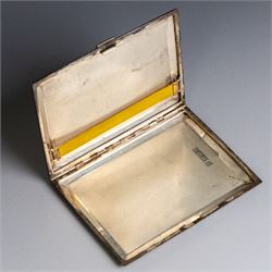 20th century silver cigarette case, with engine turned decoration, hallmarked William Neale & Son Ltd, Birmingham 1979
