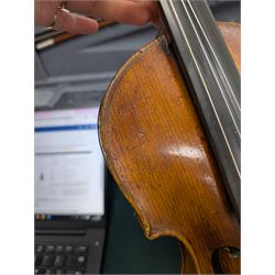 20th century violin, bearing label for Antonius and Hieronymus Amati, with bow stamped G. Werner, contained within fitted case