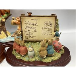 Four Border Fine Arts Beatrix Potter figures, comprising Tableau created to commemorate the Millenium together with a Border Fine Arts Limited Edition no 669814, The Tale of Peter Rabbit Tablet A1306, Four Little Rabbits A2442 and Sailing Home A2443