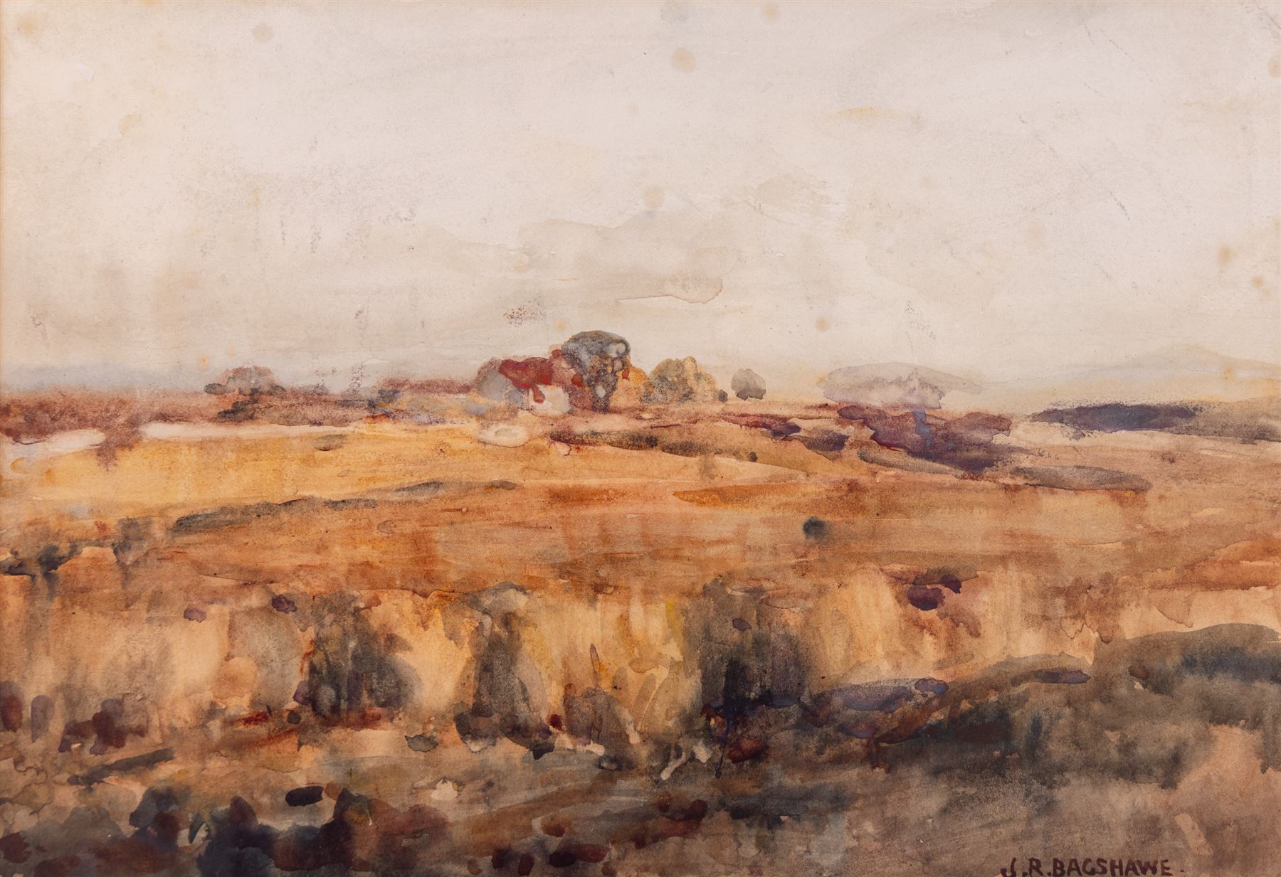 Joseph Richard Bagshawe (Staithes Group 1870-1909): Autumnal Landscape, watercolour signed 24cm x 35cm 
Provenance: exh. Walker Galleries, Harrogate, label verso