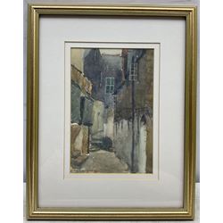 Charles Hodge Mackie RSA RSW (Scottish Staithes Group 1862-1920): A Yard in 'Whitby', watercolour signed titled and dated 1900, 22cm x 15cm
