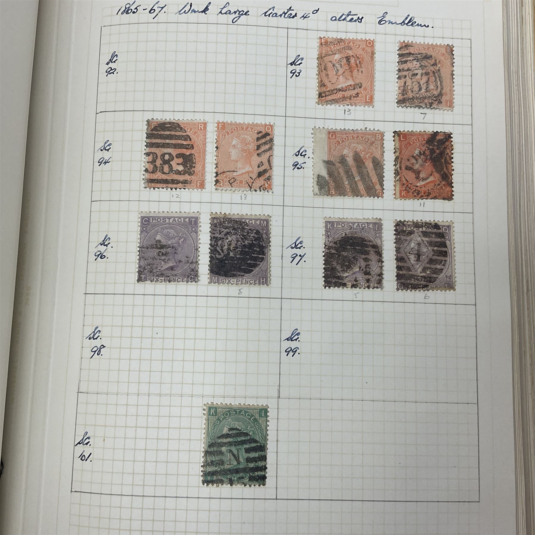 Great British and World Queen Victoria and later stamps, including imperf and perf penny reds, half penny 'bantams', King Edward VII five shillings,  Straits Settlements, Ceylon, New Zealand, Canada, India etc, housed in a single album