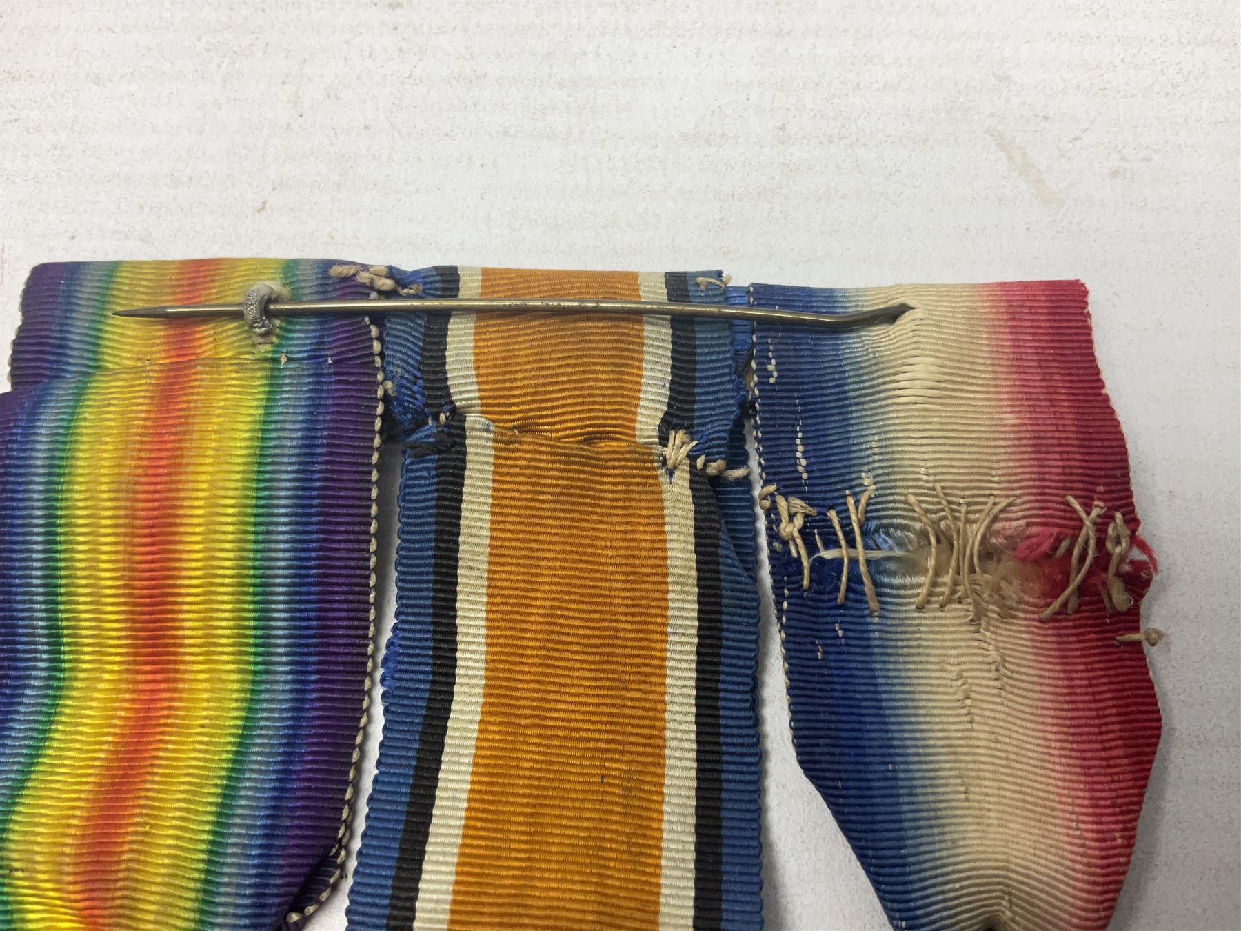 WW1 group of three medals comprising British War Medal, 1914-15 Star and Victory Medal awarded to 8110 Pte. A. Hewson Linc. R.; with ribbons