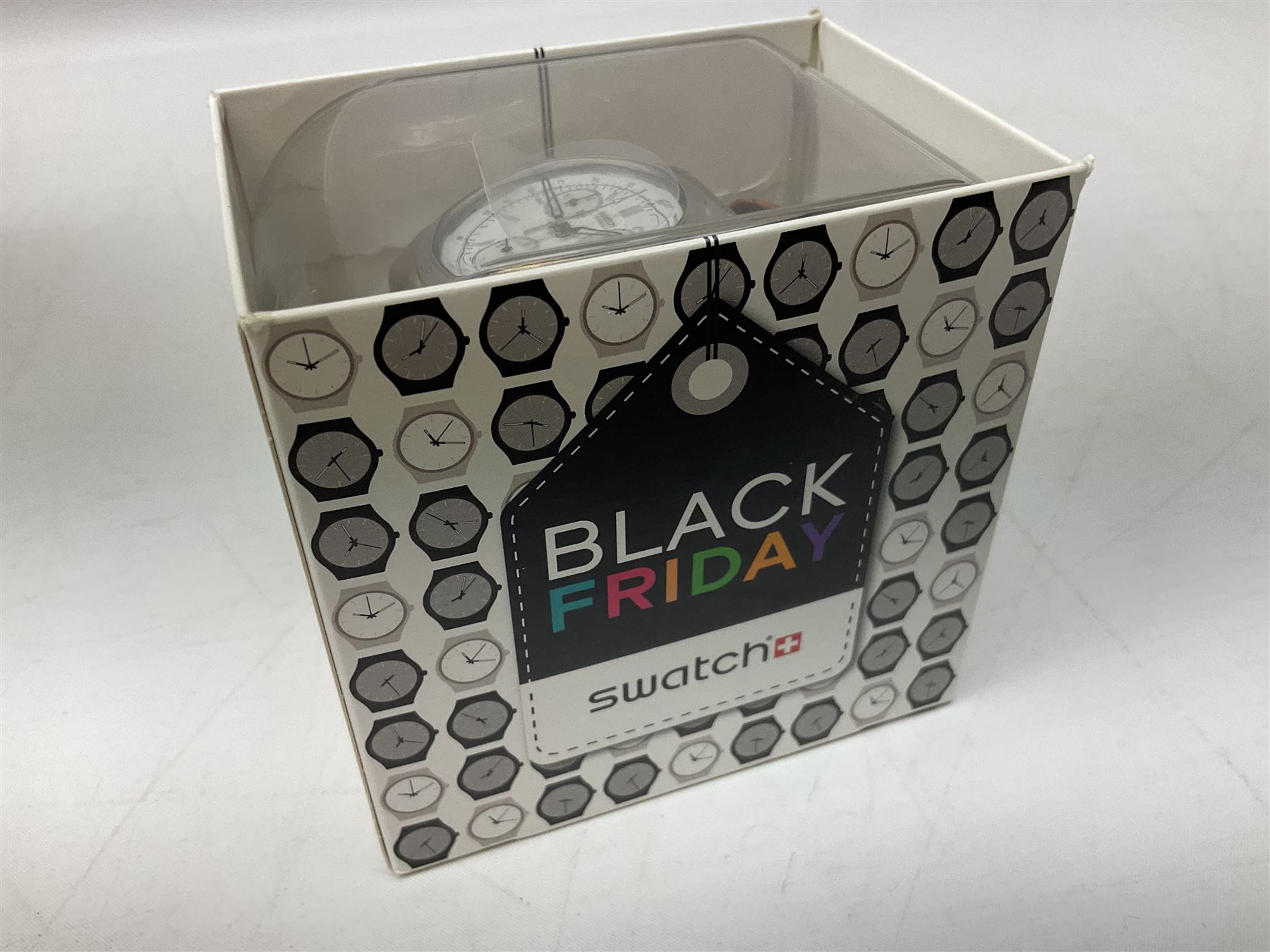 Swatch Irony chronograph stainless steel quartz wristwatch, on original tan leather strap and one other Irony quartz wristwatch, on stainless steel strap both boxed (2)