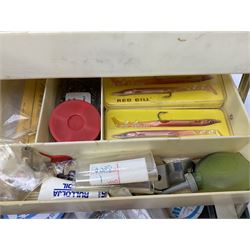 Collection of fishing tackle and accessories, to include hooks, lures and floats in two tackle boxes