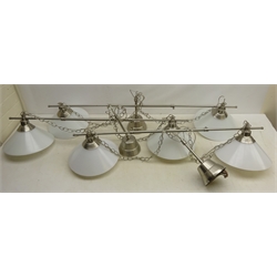  Three extendable hanging double light fittings, L137cm fully extended (3)  