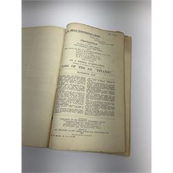 White Star line SS 'Titanic' - Proceedings Before The Right Hon. Lord Mersey, with Rear Admiral The Hon. S.A. Gough-Calthorpe C.V.O., R.N., et al. On a formal investigation ordered by the Board of Trade into the loss of the SS 'Titanic'. In the Wreck Commissioner's Court May/June 1912. Published by HMSO London. Unbound with hand written paper cover titled 'Evidence Given At 'Titanic' Inquiry 1st to 18th days. Incomplete - missing days 1 to 4 in list of witnesses, day 18 missing pp.503-506, appendix inserted between days 17 and 18. A rare and interesting part copy of the proceedings with unique annotations in many page margins. The first day title page is named in ink 'Mrs. Robinson', presumably Mrs. Annie Robinson First Class Stewardess and survivor, whose examination was on the eleventh day and which is partly highlighted in red pencil. The first eleven days also contain various pencil marginalia, hand unknown, together with a pencil cross-section drawing of the ship, with references to the pre-voyage fire and the engineers. The title pages of the twelfth day to the eighteenth day are all named in ink 'Mr. Boyle', referring to Alexander Boyle, with the twelfth day also bearing his professional stamp as 'Engineer Surveyor In Chief 23rd May 1912 Board of Trade'. No marginalia is found on days 12 to 18.