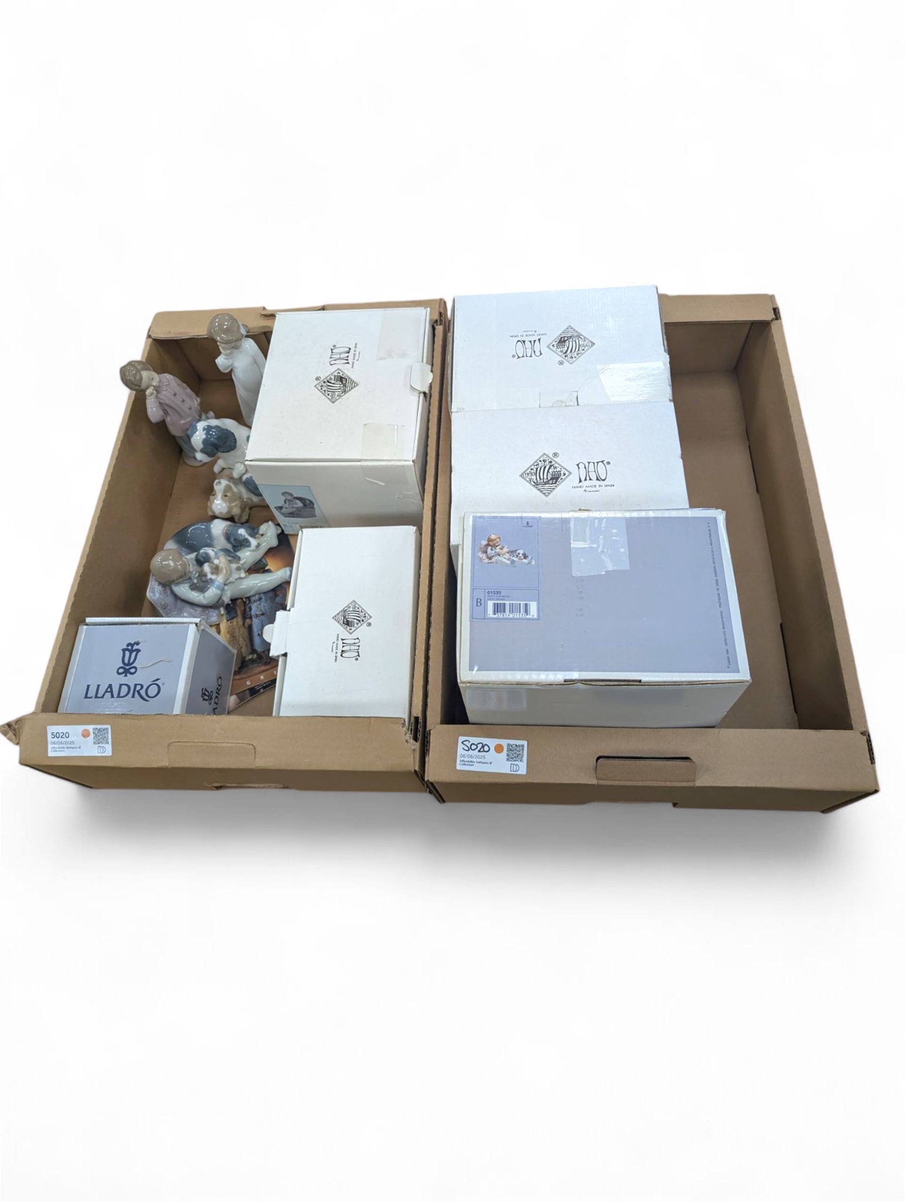 Lladro figure Sweet Dreams, boxed, together with two further Lladro figures and five Nao figures, some boxed