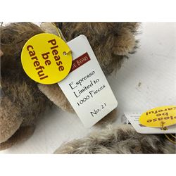 Charlie Bears - limited edition Minimo Collection 'Cappuccino' No.184/1000 and 'Espresso' No.21/1000; each with labels and complete with purpose made ceramic cups and saucers; Bearhouse emu; and Alpaca Collection teddy bear No.5800S (4)