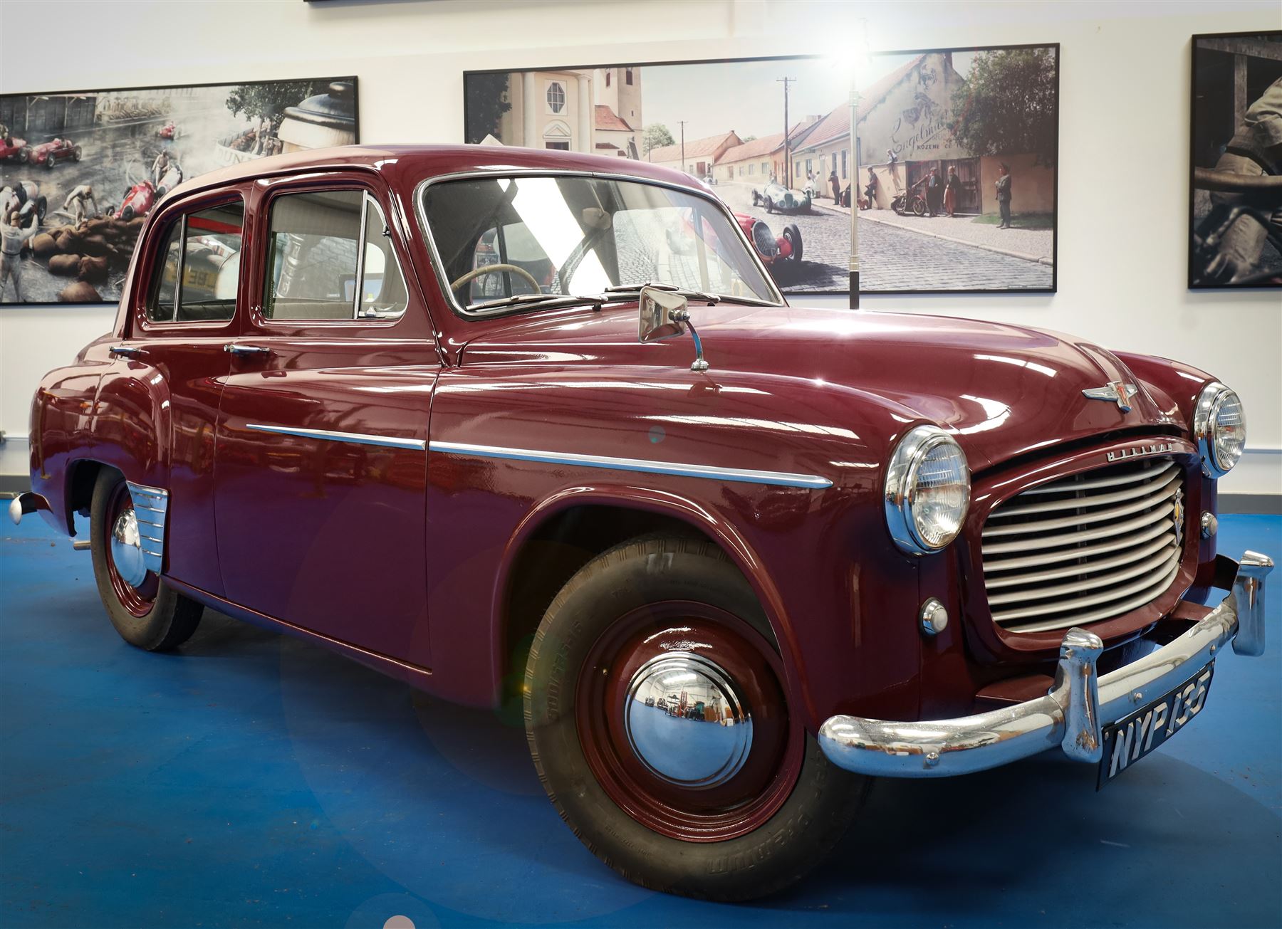 1953 Hillman Minx Saloon

Registration: NYP 135
Engine: 1,265cc petrol
Transmission: Manual, column change
Odometer reading: 37,553 miles
Colour: Maroon red
Interior: Cream
Former keepers: 3
V5C: Present
Keys: One

A 1953 Hillman Minx four-door saloon, finished in maroon red with a contrasting cream interior.

Powered by a 1,265cc petrol engine with manual column-change transmission. The Smiths speedometer displays 37,553 miles, although this mileage has not been independently verified.

The vehicle has previously been restored and presents with glossy maroon paintwork, cream bench seating and a period dashboard and steering wheel. The engine bay is painted to match the exterior and appears generally tidy. The underside has been coated or undersealed in places, with the chassis, floor sections, suspension and exhaust visible in the accompanying photographs.

At the time of cataloguing, the engine turned over but did not start.

Features

• 1,265cc petrol engine
• Manual column-change transmission
• Right-hand drive
• Four-door saloon body
• Maroon red exterior
• Cream bench-seat interior
• Smiths instrumentation
• Period dashboard controls
• Steel wheels with chrome hubcaps
• Chrome bumpers and exterior trim
• Rear-hinged bonnet
• Leaf-spring suspension

History and Documentation

• V5C registration document present
• Three former keepers recorded
• One key
• Pitman’s handbook included

Condition

The vehicle is presented in restored condition. The maroon paintwork retains a good overall gloss, with some age-related marks and imperfections visible on closer inspection.

The cream interior presents well overall, with signs of age and use to the upholstery, carpets, dashboard and controls. Some surface deterioration and pitting are visible to areas of the chrome and brightwork.

The engine bay appears tidy, although some wiring and ancillary components appear non-original or subsequently renewed. The underside has received protective coating or underseal in areas. Prospective purchasers should inspect the structure, chassis, floor, suspension and mechanical components carefully.

At the time of cataloguing, the engine turned over but did not start. The vehicle has not been mechanically inspected or road tested by the auctioneers.

Prospective purchasers should satisfy themselves as to the vehicle’s condition, specification, originality, mileage, identity and roadworthiness before bidding.

This vehicle forms part of the Estate of the Late John Sills and is offered for sale by the Executors, confirming a genuine reason for sale.