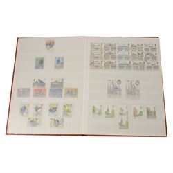 Great British stamps, including Queen Elizabeth II mint decimal stamps, face value of usable postage approximately 150 GBP, first day covers, etc, in two boxes