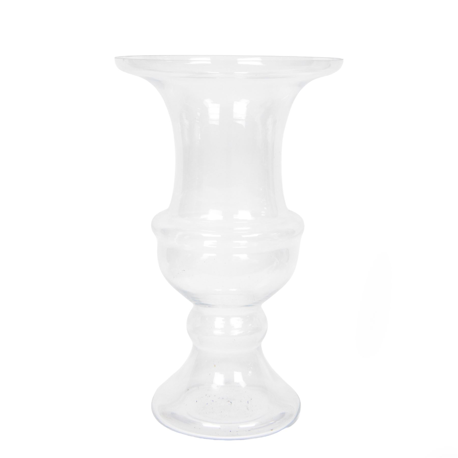 Large clear glass floristry vase, of urn form with flared rim, H60cm