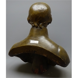  Large 19th century bronzed head and shoulder bust of Wellington, inscribed verso E. Smith Sept. 18?0 H53cm  