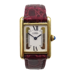  Must de Cartier Paris Vermeil Tank ladies quartz wristwatch, 1992 case no.101202 and 5057001 with box, receipt and papers  