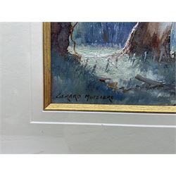 Gerard Mutsaers (Australian 1947-): 'Bright Sunlight in the Goulburn River Valley', oil on canvas board signed, titled on label verso 18cm x 49cm 