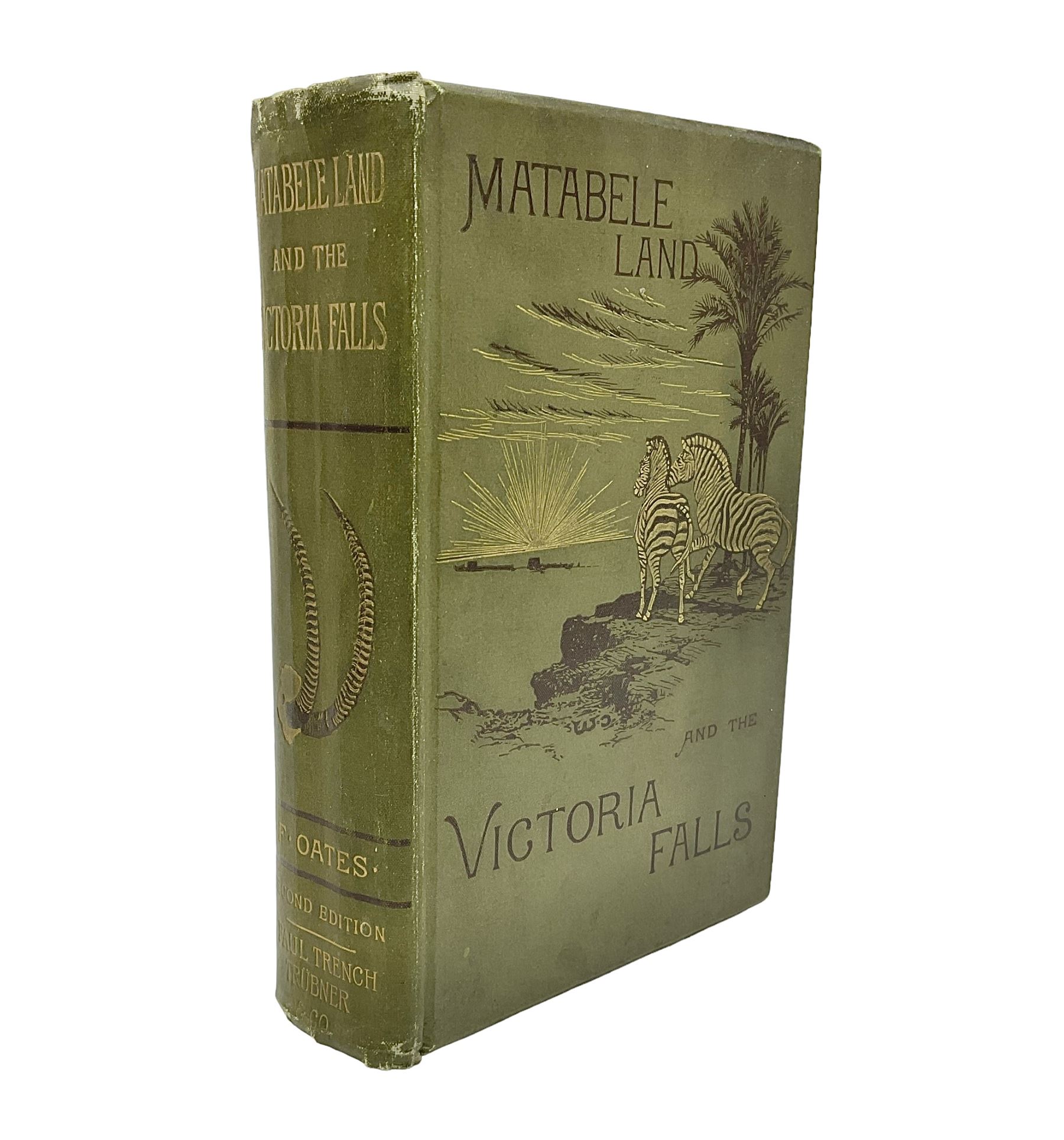 Frank Oates; Matabele Land and the Victoria Falls: A Naturalist`s Wanderings in the Interior of South Africa edited by C.G.Oates second edition, with half-title mounted engraved portrait, chromolithographed plates, lithographed natural history plates, folding engraved maps with partial hand-colouring plain plates and illustrations