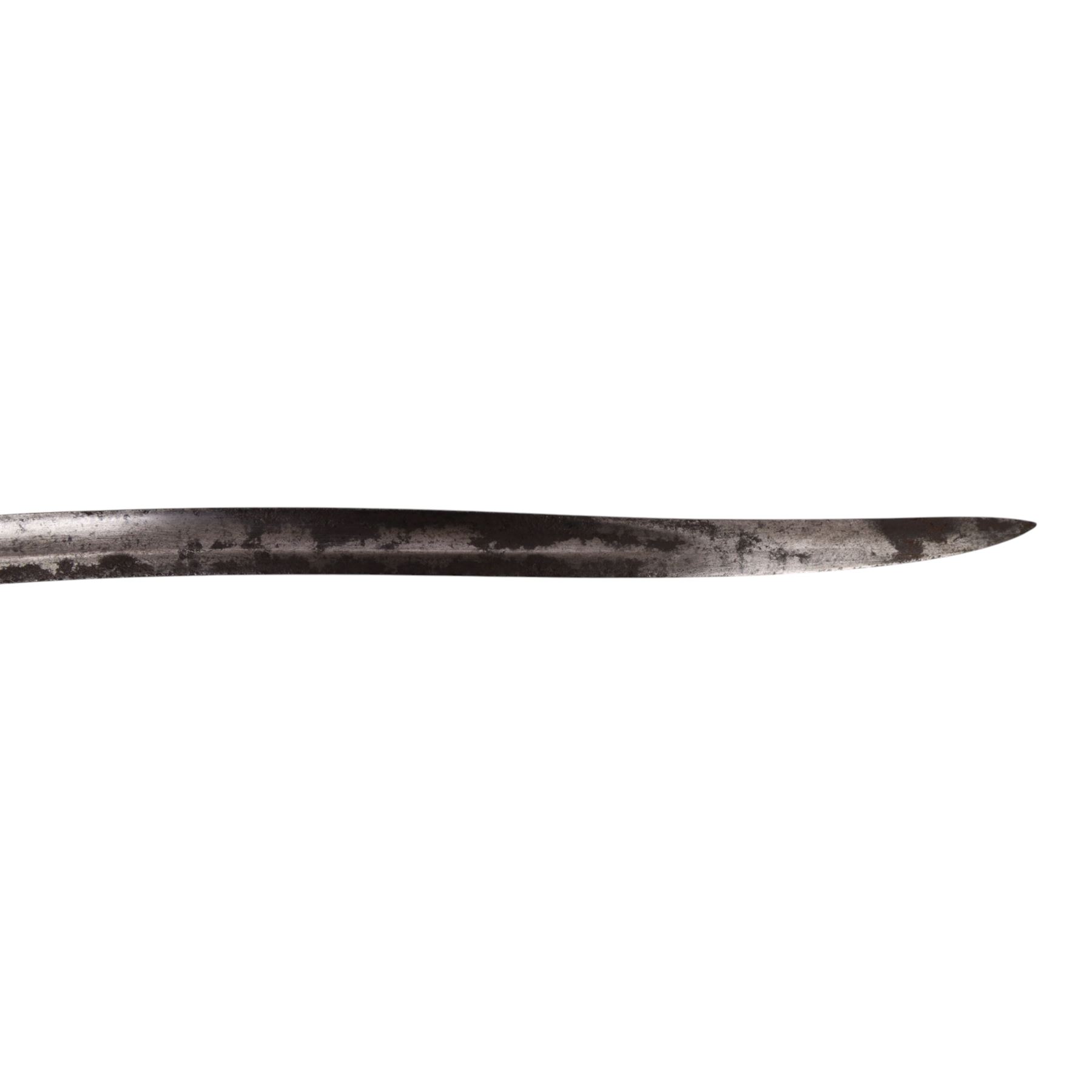 Sword, the 86cm single edged blade marked Toledo with metal scabbard, together with  Yataghan bayonet