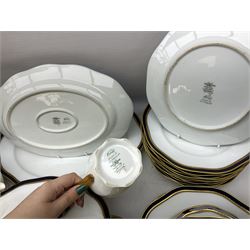 Pirkenhammer of Czechoslovakia Carlsbad pattern tea and dinner for twelve place settings to include dinner plates, soup bowls, side plates, covered tureen, tea cups and saucers, coffee cups and saucers, teapot, milk jug, covered surier, etc, with an addition twelve dinner plates (110)