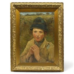 Dewey Bates (American 1851-1899): The Young Shepherd Boy, oil on canvas signed and dated 1883, 49cm x 33cm
