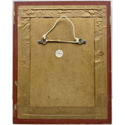 Brian Shields 'Braaq' (Northern British 1951-1997): Self Portrait as a Young Boy with Native American Headdress, pastel signed 24cm x 16cm