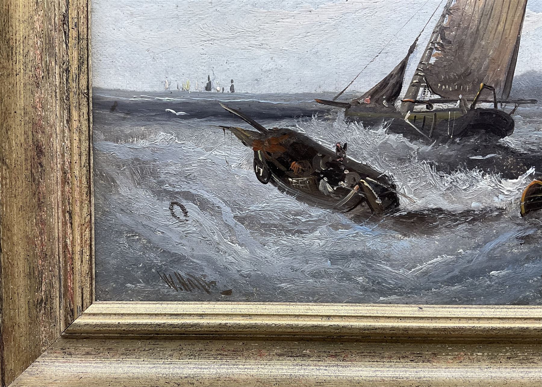 William Matthew Hale (British 1837-1929): Shipping off the Coast, pair oils on canvas signed 19cm x 29cm (2)