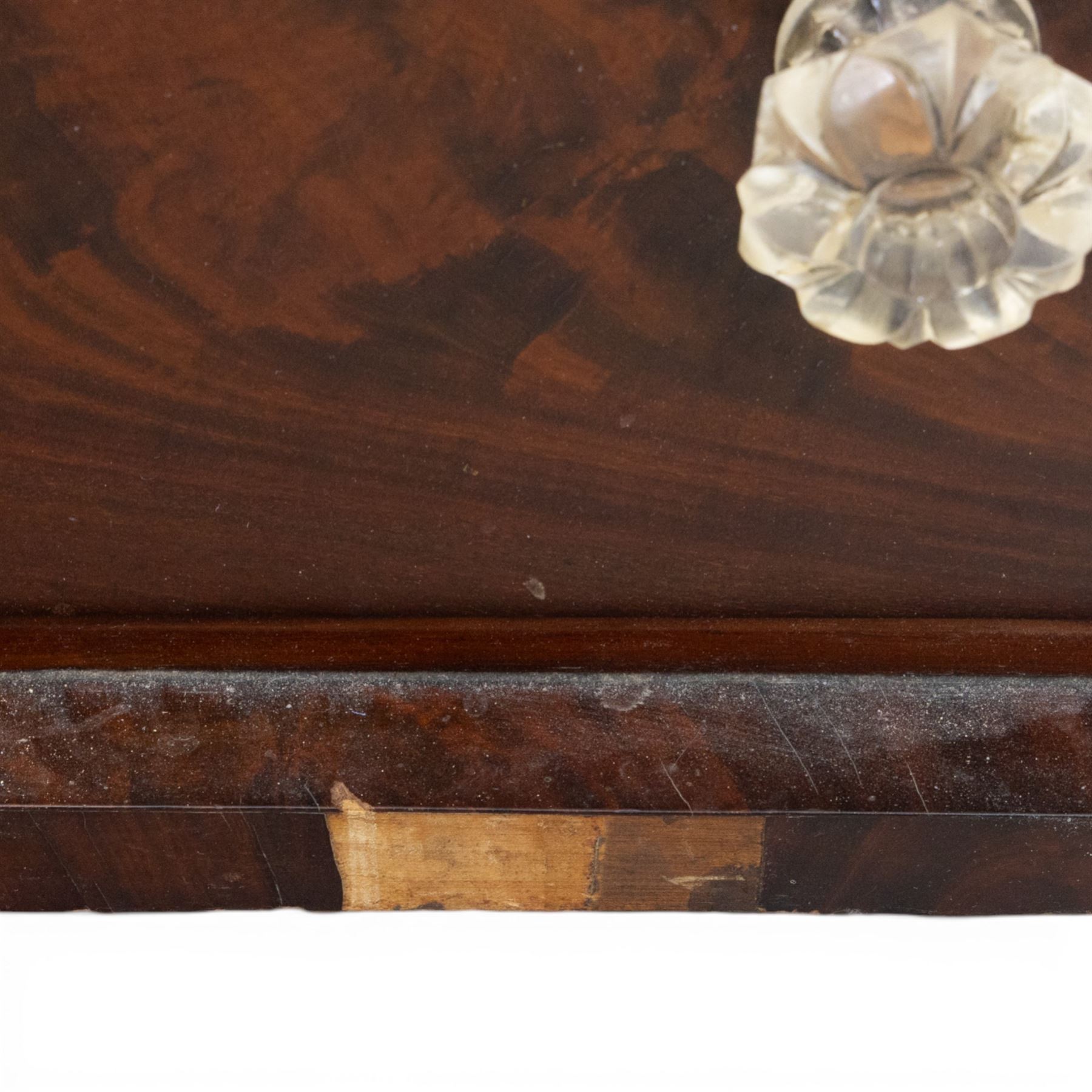 Victorian flame mahogany chest, fitted with two short over four long graduating drawers