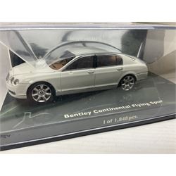 Nine Paul's Model Art 'Minichamps' 1:43 scale die-cast models - six boxed Bentleys and two unboxed Bentleys; and a Bedford estate van (9)