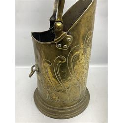  Art Nouveau design brass coal scuttle, H48cm