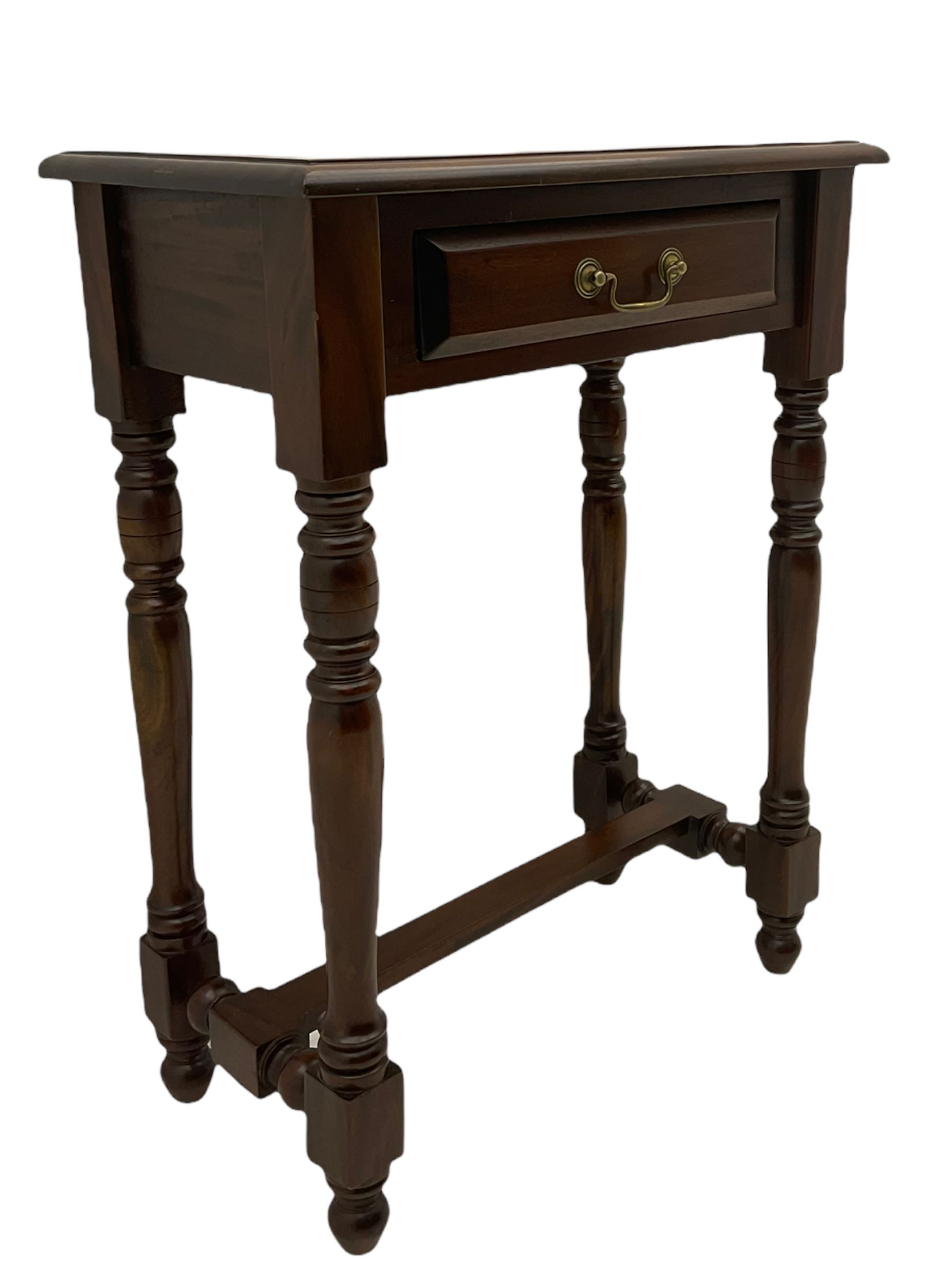 Small mahogany side table with single drawer