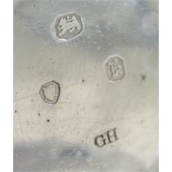 Victorian silver open face English lever fusee pocket watch by George Elliott, Kirk Burton, No. 8008, round pillars, engraved balance cock with diamond endstone, silver engine turned dial with Roman numerals and subsidiary seconds dial, case by George Hammon, London 1845