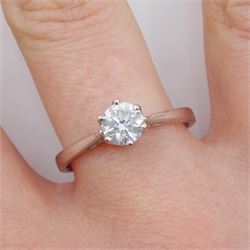18ct white gold single stone round brilliant cut diamond ring, hallmarked, diamond 0.50 carat