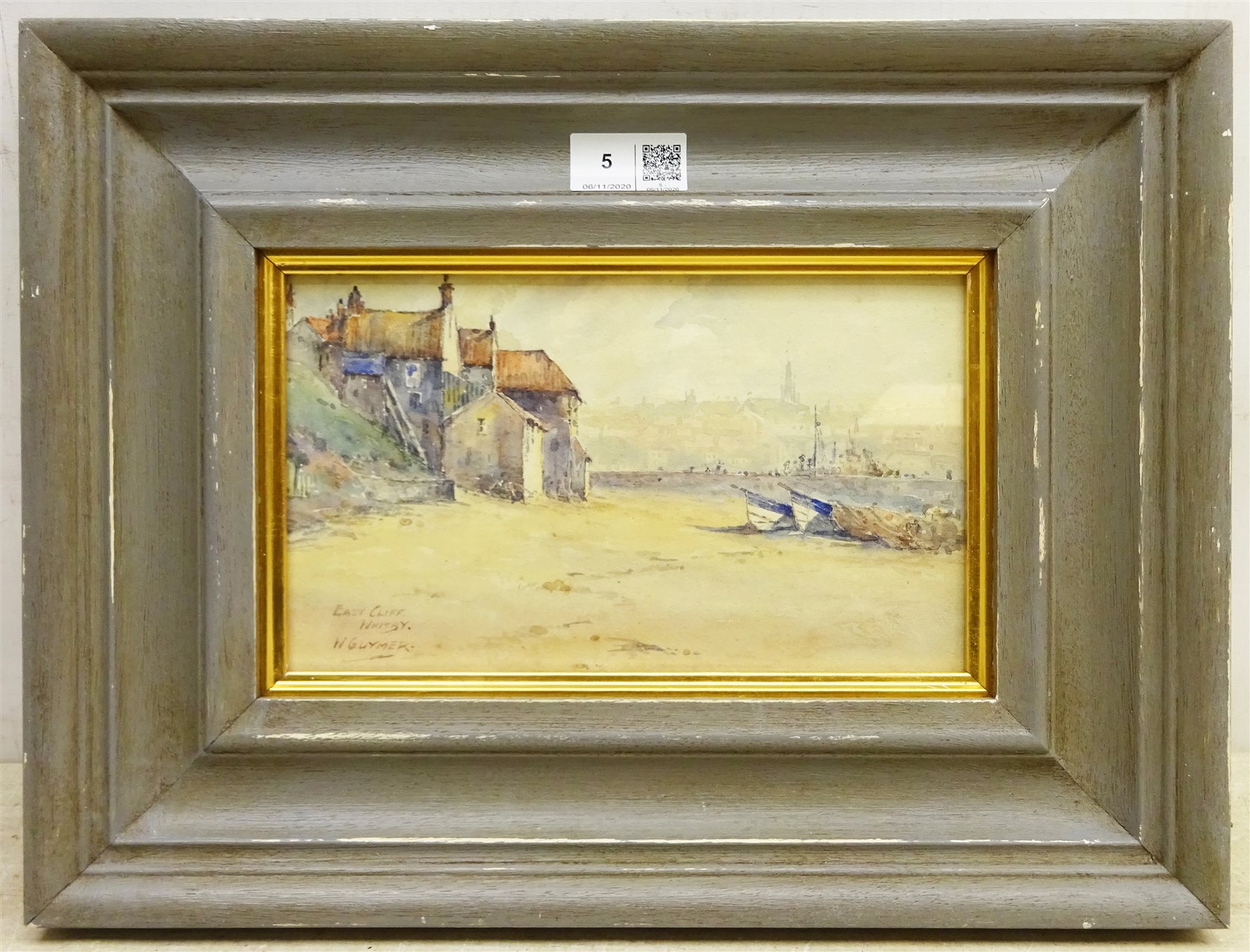 W Guymer (British exh.1921): 'East Cliff Whitby', watercolour signed and titled 13cm x 23cm
Notes: Guymer is listed as living at 231 Marton Road, Middlesbrough