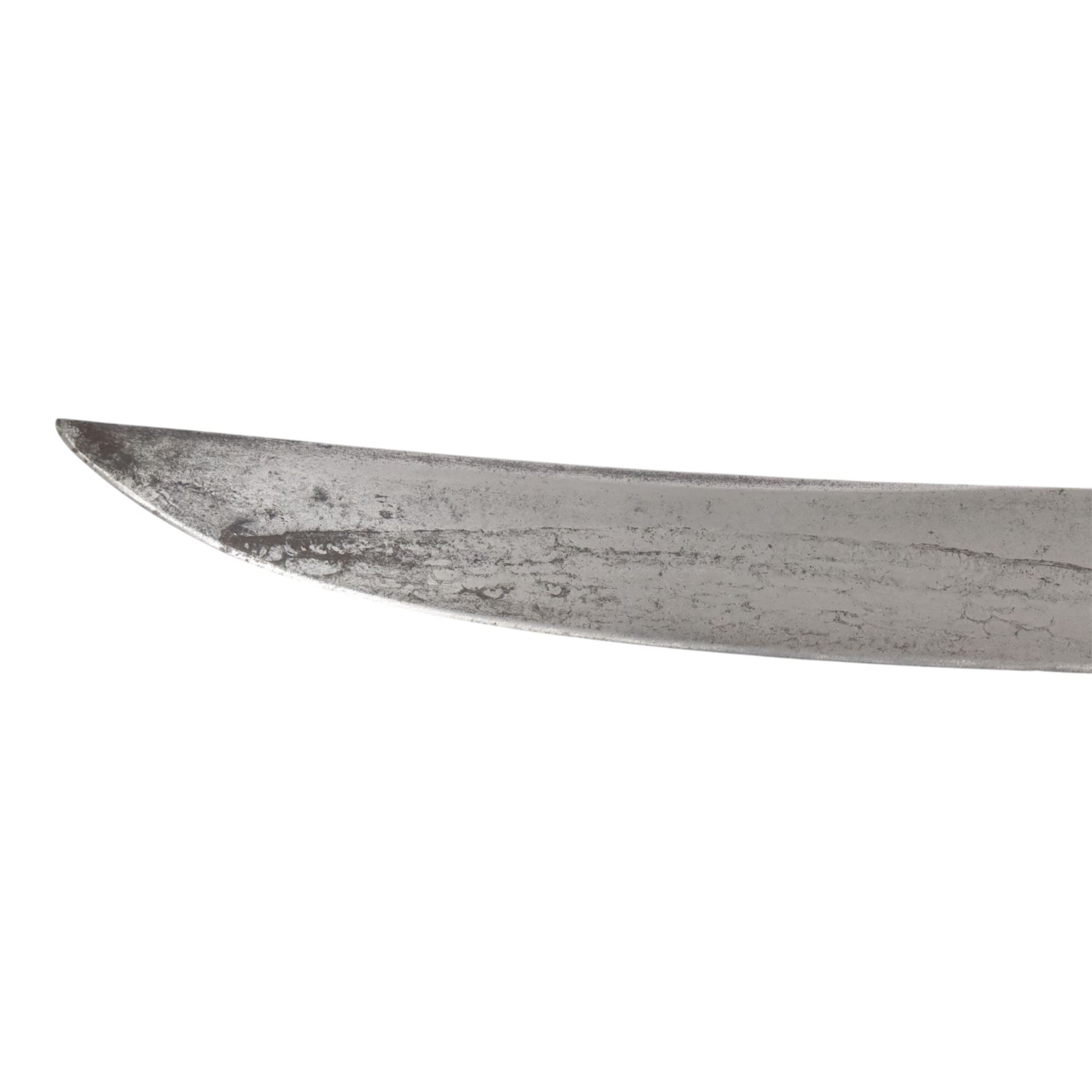 19th Century Grenadier Briquet short sabre sword, 59cm curved blade, brass ribbed grip and D shaped knuckle guard, overall L74cm