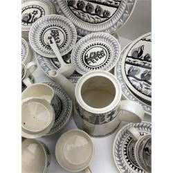 Scottie Wilson for Royal Worcester Wild Fowl pattern, part tea and dinner service, including teapot, milk jug, covered surier, nine cups and saucers, seven dinner plates etc (54)