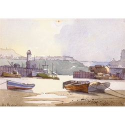 Don Micklethwaite (British 1936-): 'Scarborough Harbour', watercolour signed, titled and dated 1987 verso 19cm x 27cm