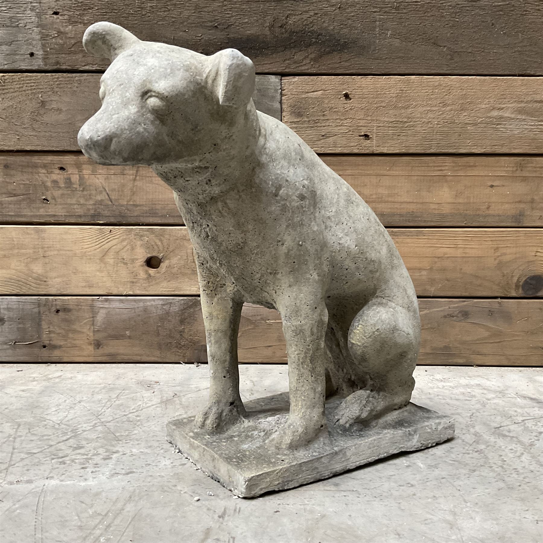 Cast stone garden figure of a Jack Russell terrier