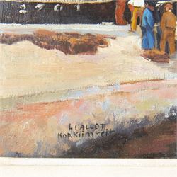 Henri Eugene Callot (French 1875-1956): Boats in a Harbour, oil on panel signed 41cm x 42cm