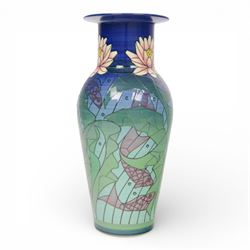 Dennis Chinaworks, Seaweed, sample vase, dated 2004, baluster form with flared rim, decora...